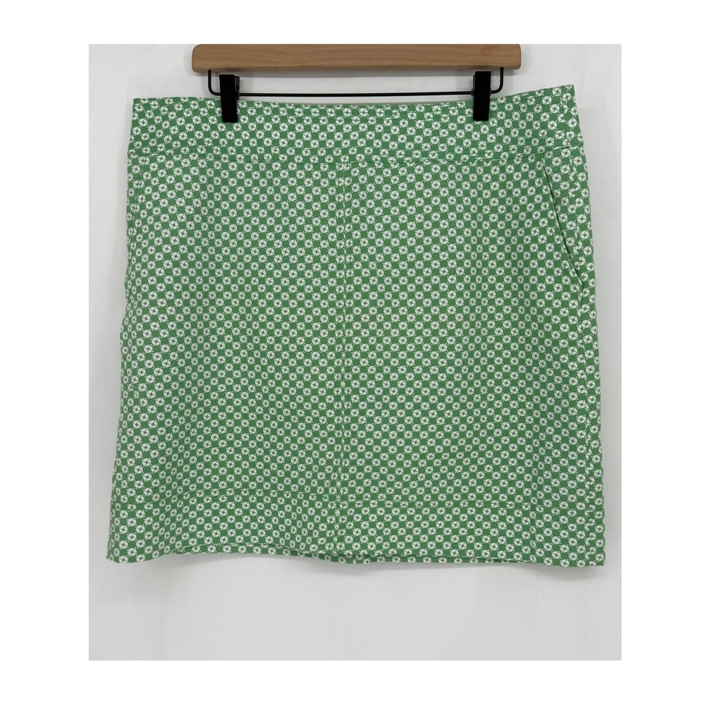 Talbots Skirt Womens 16 Green Geometric Pattern Cotton Blend Mini Preppy Classic